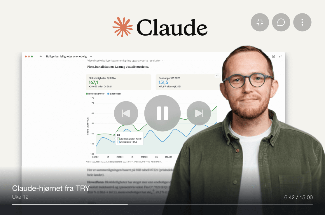 Martin fra TRY viser Claude AI-grensesnittet